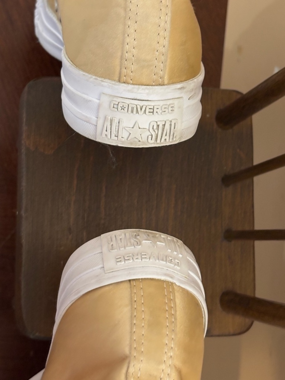 Converse Women’s High-Top Sneakers in Metallic Gold and White - Picture 3 of 7